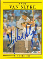 Andy Van Slyke Signed 1991 Fleer Baseball Card - Pittsburgh Pirates