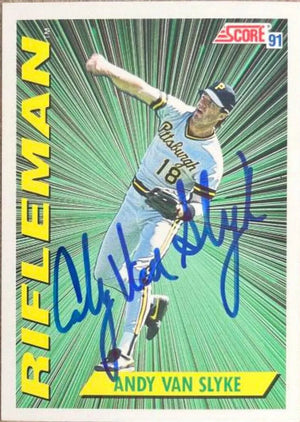 Andy Van Slyke Signed 1991 Score Baseball Card - Pittsburgh Pirates #698