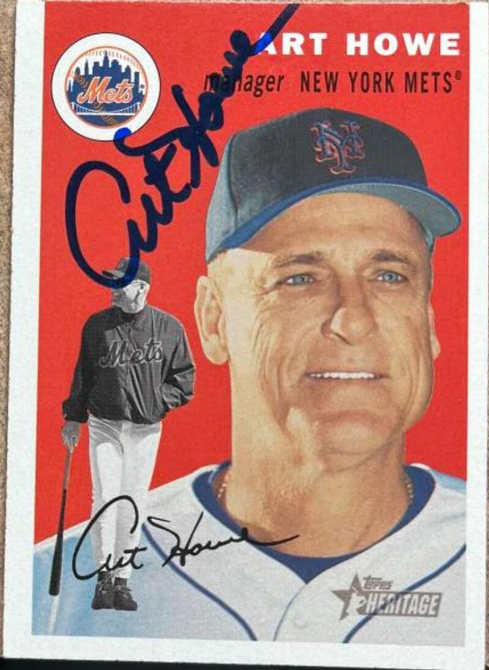 Art Howe Signed 2003 Topps Heritage Baseball Card - New York Mets