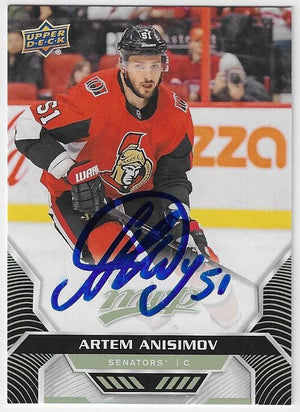 Artem Anisimov Signed 2020 - 21 Upper Deck MVP Hockey Card - Ottawa Senators - PastPros