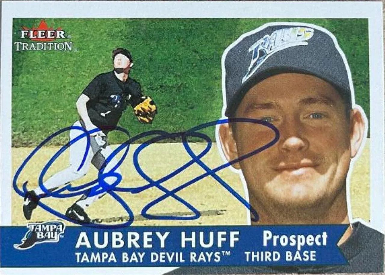 Aubrey Huff Signed 2001 Fleer Tradition Baseball Card - Tampa Bay Devil Rays