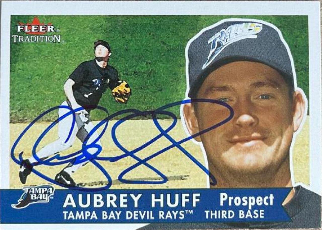 Aubrey Huff Signed 2001 Fleer Tradition Baseball Card - Tampa Bay Devil Rays - PastPros