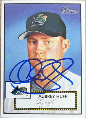 Aubrey Huff Signed 2001 Topps Heritage (Red Back) Baseball Card - Tampa Bay Devil Rays - PastPros