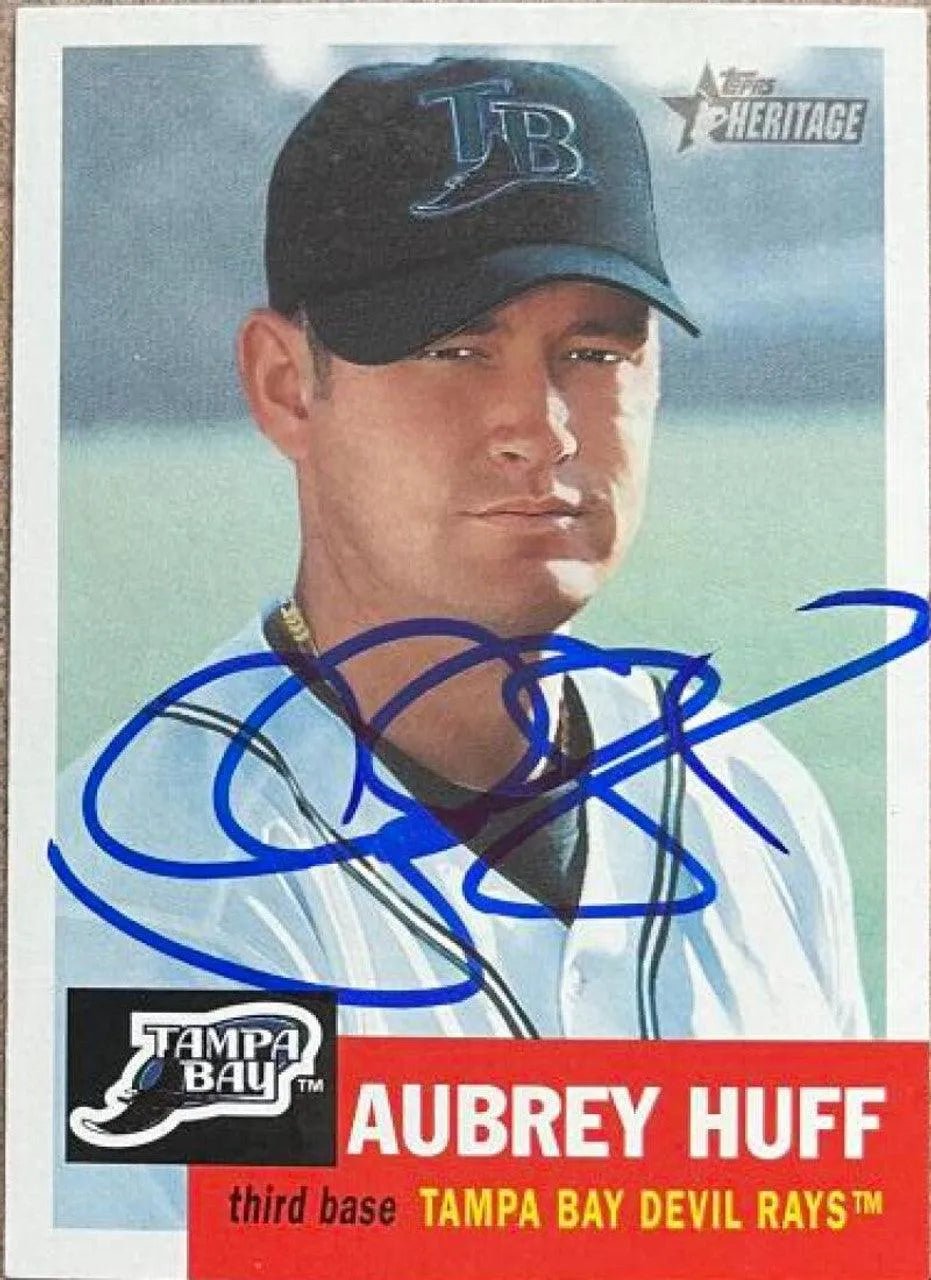 Aubrey Huff Signed 2002 Topps Heritage Baseball Card - Tampa Bay Devil Rays