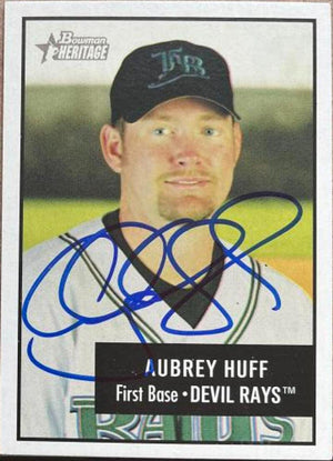 Aubrey Huff Signed 2003 Bowman Heritage Baseball Card - Tampa Bay Devil Rays - PastPros