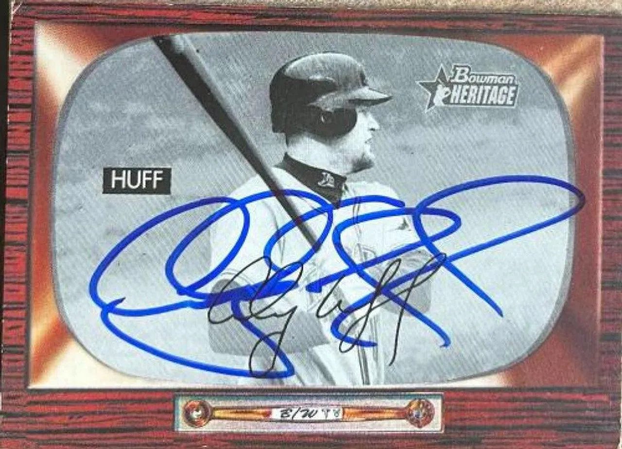 Aubrey Huff Signed 2004 Bowman Heritage B&W Baseball Card - Tampa Bay Devil Rays