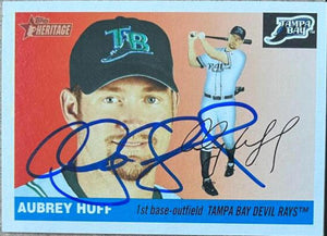 Aubrey Huff Signed 2004 Topps Heritage Baseball Card - Tampa Bay Devil Rays - PastPros