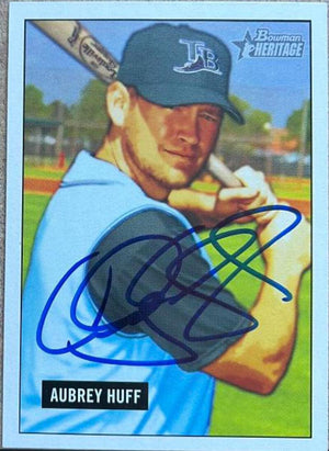 Aubrey Huff Signed 2005 Bowman Heritage Baseball Card - Tampa Bay Devil Rays - PastPros