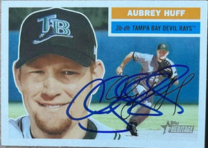 Aubrey Huff Signed 2005 Topps Heritage Baseball Card - Tampa Bay Devil Rays