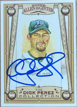 Aubrey Huff Signed 2006 Allen & Ginter Dick Perez Sketches Baseball Card - Tampa Bay Devil Rays - PastPros