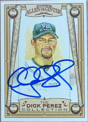 Aubrey Huff Signed 2006 Allen & Ginter Dick Perez Sketches Baseball Card - Tampa Bay Devil Rays