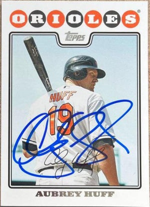 Aubrey Huff Signed 2008 Topps Baseball Card - Baltimore Orioles - PastPros