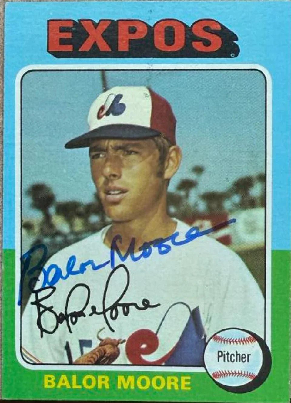 Balor Moore Signed 1975 Topps Baseball Card - Montreal Expos