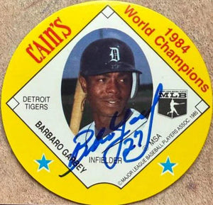 Barbaro Garbey Signed 1985 Cain's Discs Baseball Card - Detroit Tigers