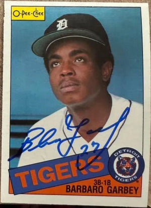 Barbaro Garbey Signed 1985 O-Pee-Chee Baseball Card - Detroit Tigers #243