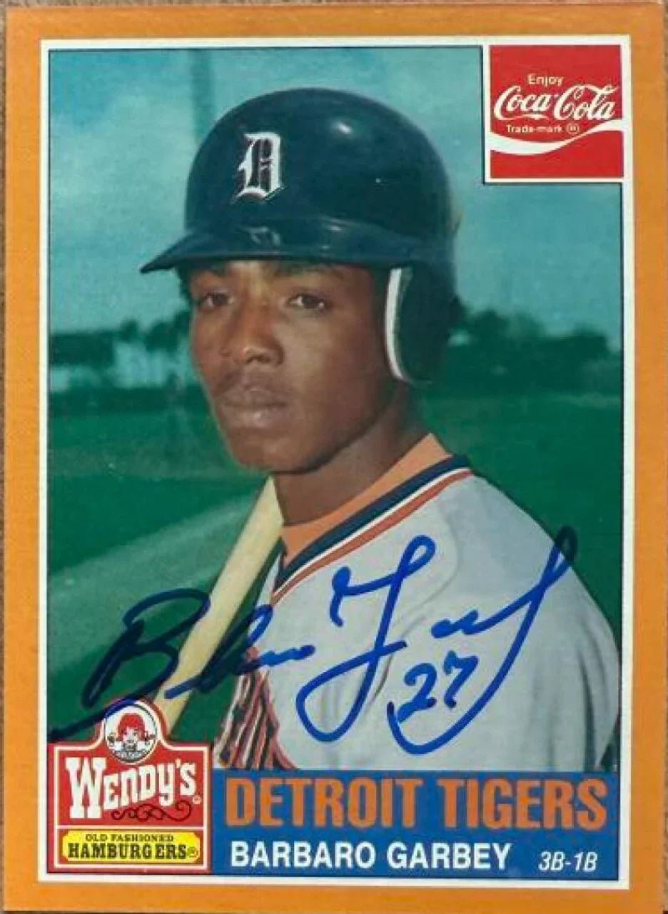 Barbaro Garbey Signed 1985 Topps Wendy's / Coca-Cola Baseball Card - Detroit Tigers #8