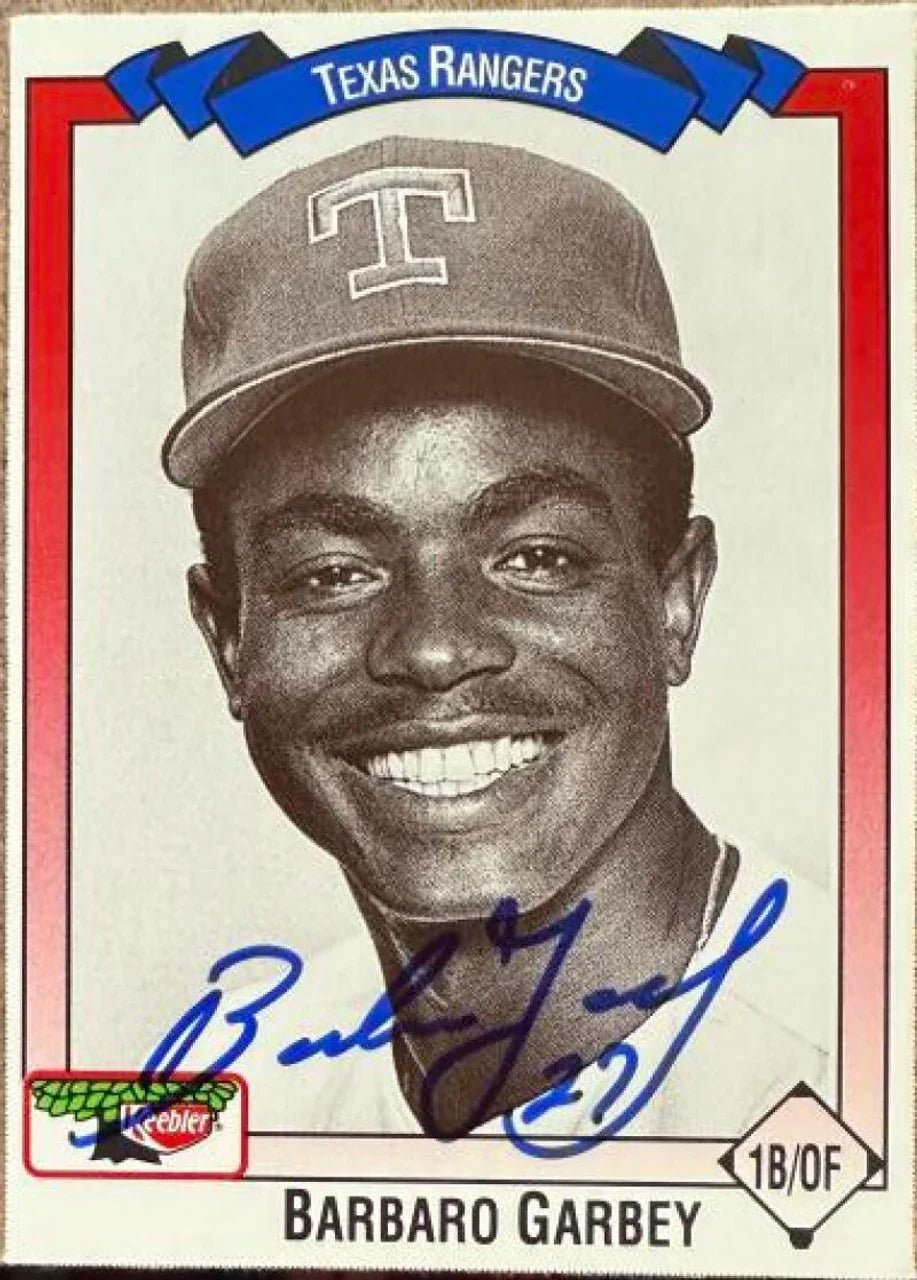 Barbaro Garbey Signed 1993 Keebler Baseball Card - Texas Rangers