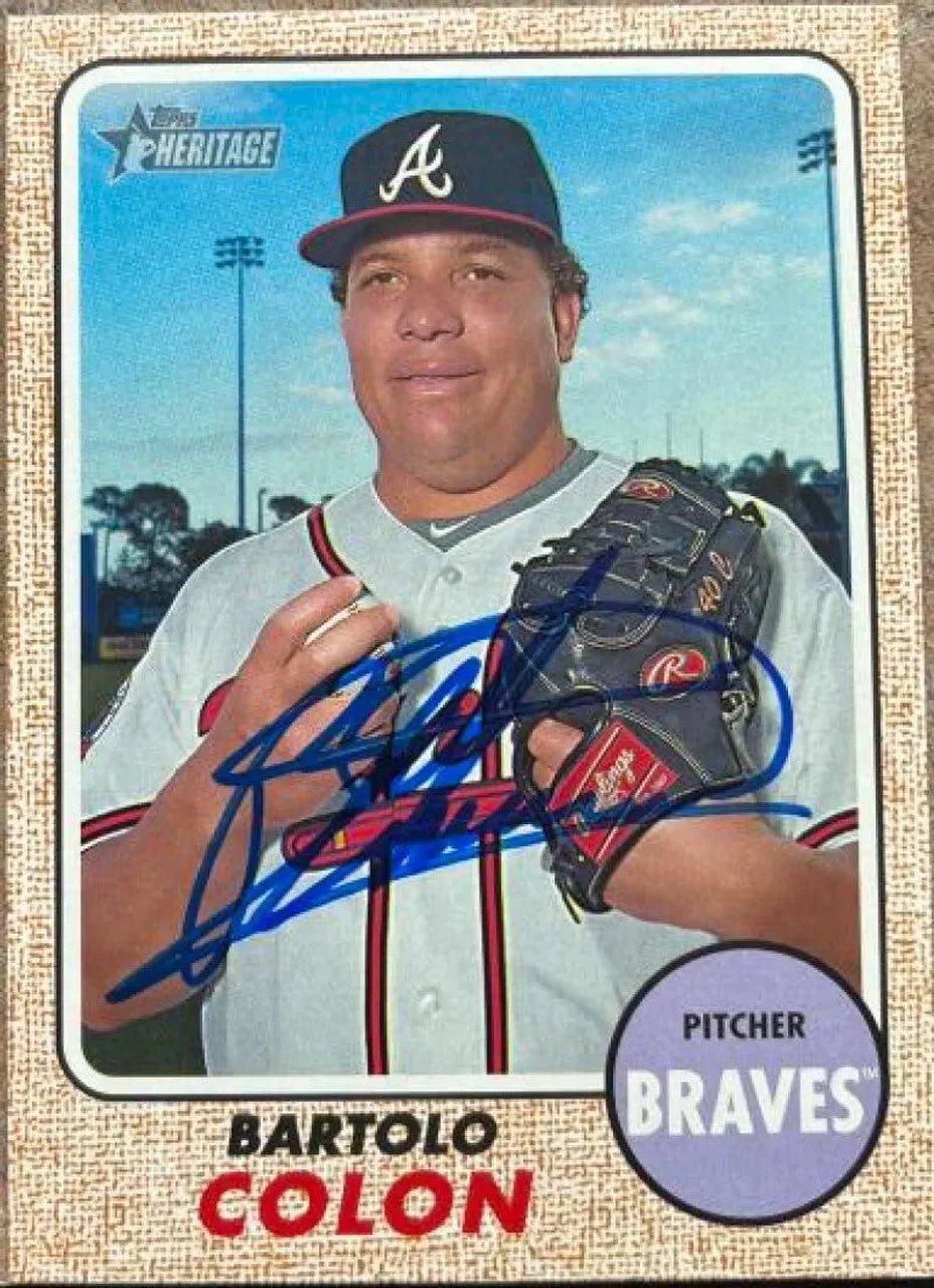 Bartolo Colon Signed 2017 Topps Heritage Baseball Card - Atlanta Braves