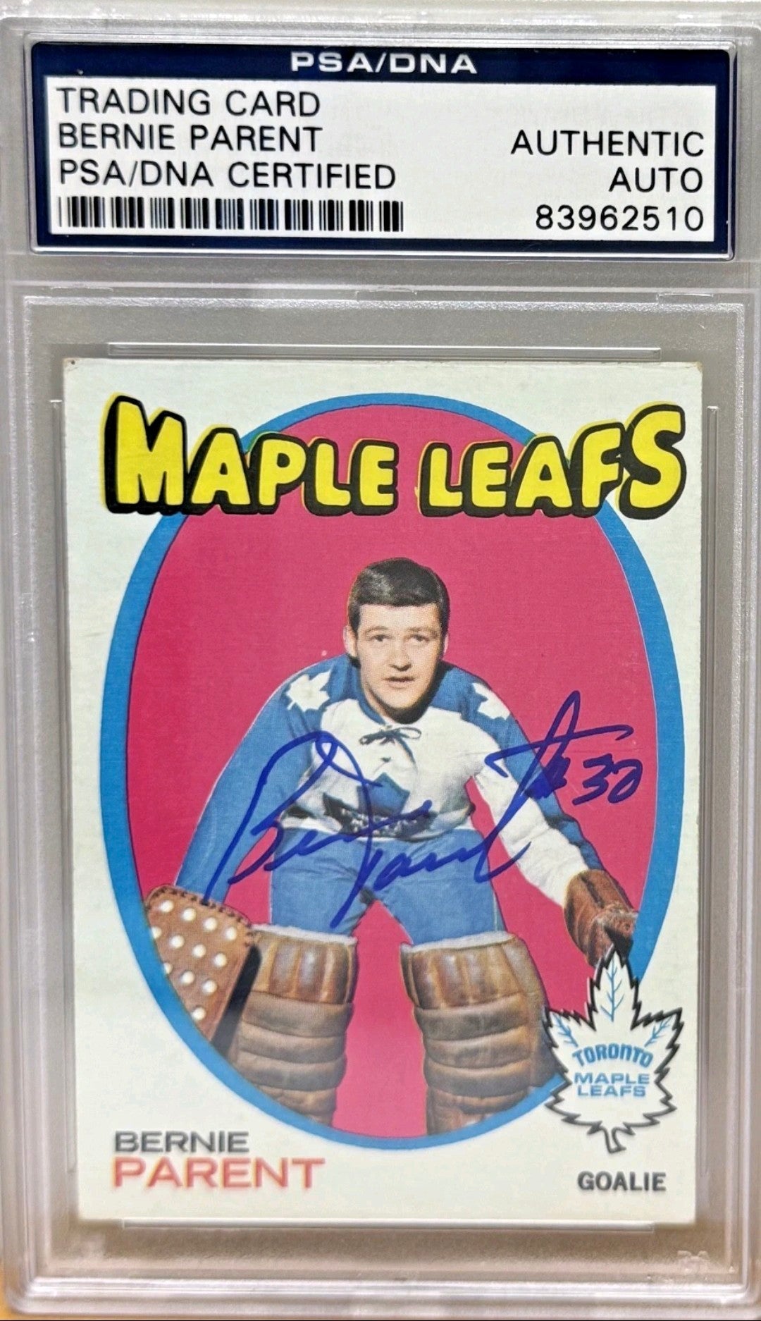 Bernie Parent Signed 1971-72 Topps Hockey Card - Toronto Maple Leafs - PSA/DNA