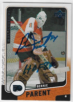 Bernie Parent Signed 2000 - 01 Upper Deck Legends Hockey Card - Philadelphia Flyers - PastPros