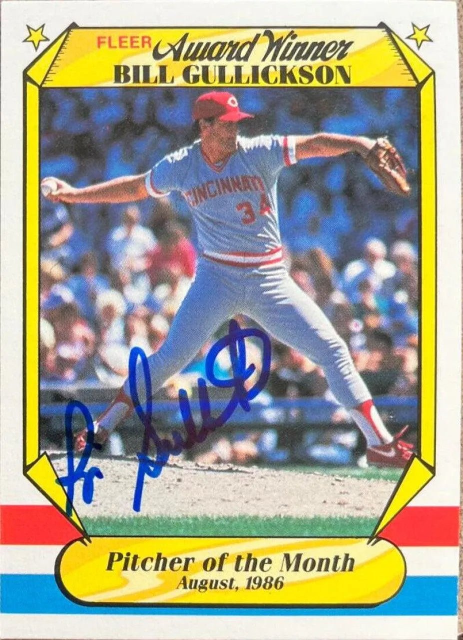Bill Gullickson Signed 1987 Fleer Award Winners Baseball Card - Cincinnati Reds