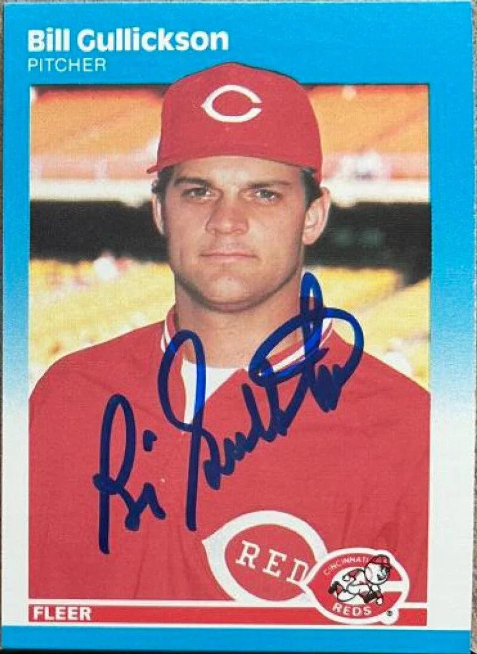 Bill Gullickson Signed 1987 Fleer Baseball Card - Cincinnati Reds