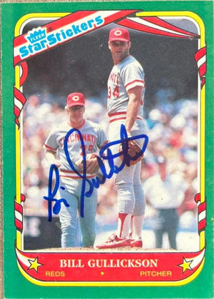 Bill Gullickson Signed 1987 Fleer Star Stickers Baseball Card - Cincinnati Reds