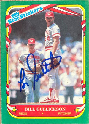 Bill Gullickson Signed 1987 Fleer Star Stickers Baseball Card - Cincinnati Reds - PastPros