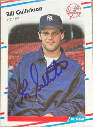 Bill Gullickson Signed 1988 Fleer Baseball Card - New York Yankees - PastPros