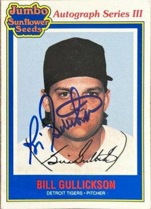 Bill Gullickson Signed 1992 Jumbo California Sunflower Seeds Baseball Card - Detroit Tigers