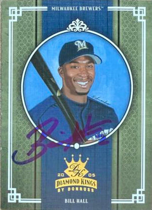 Bill Hall Signed 2005 Donruss Diamond Kings Baseball Card - Milwaukee Brewers 127 - PastPros