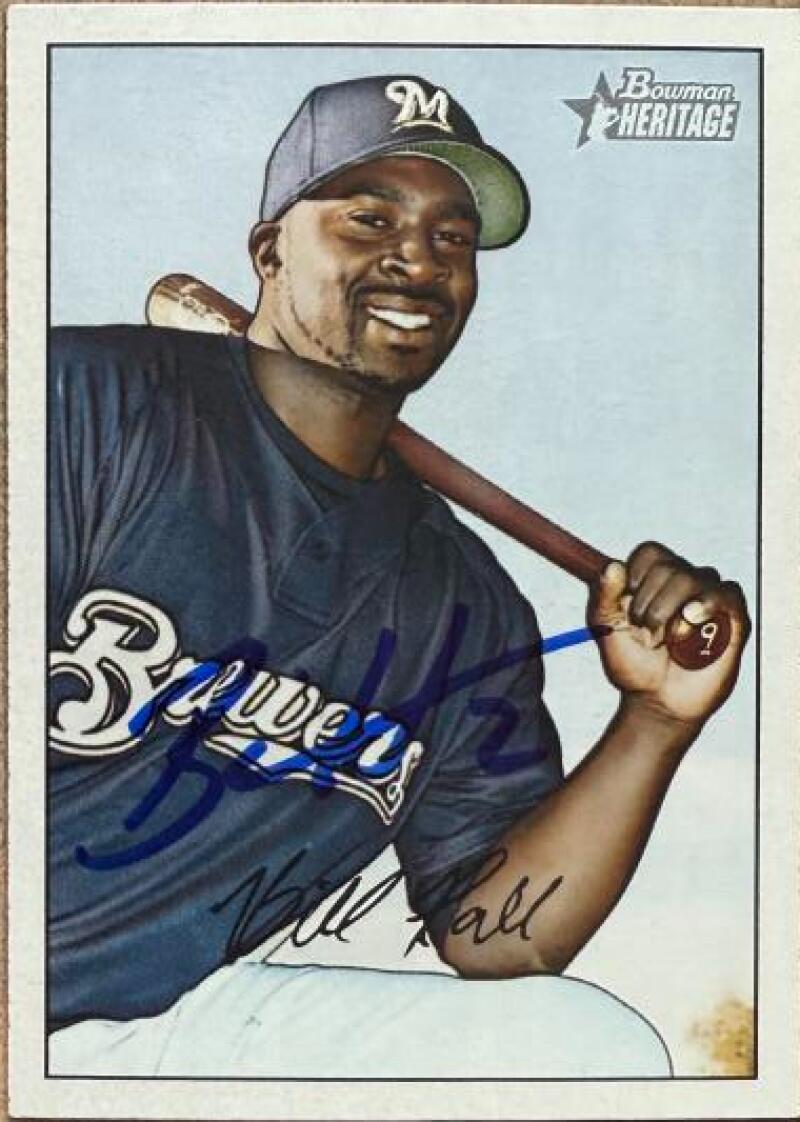 Bill Hall Signed 2007 Bowman Heritage Baseball Card - Milwaukee Brewers 92 - PastPros