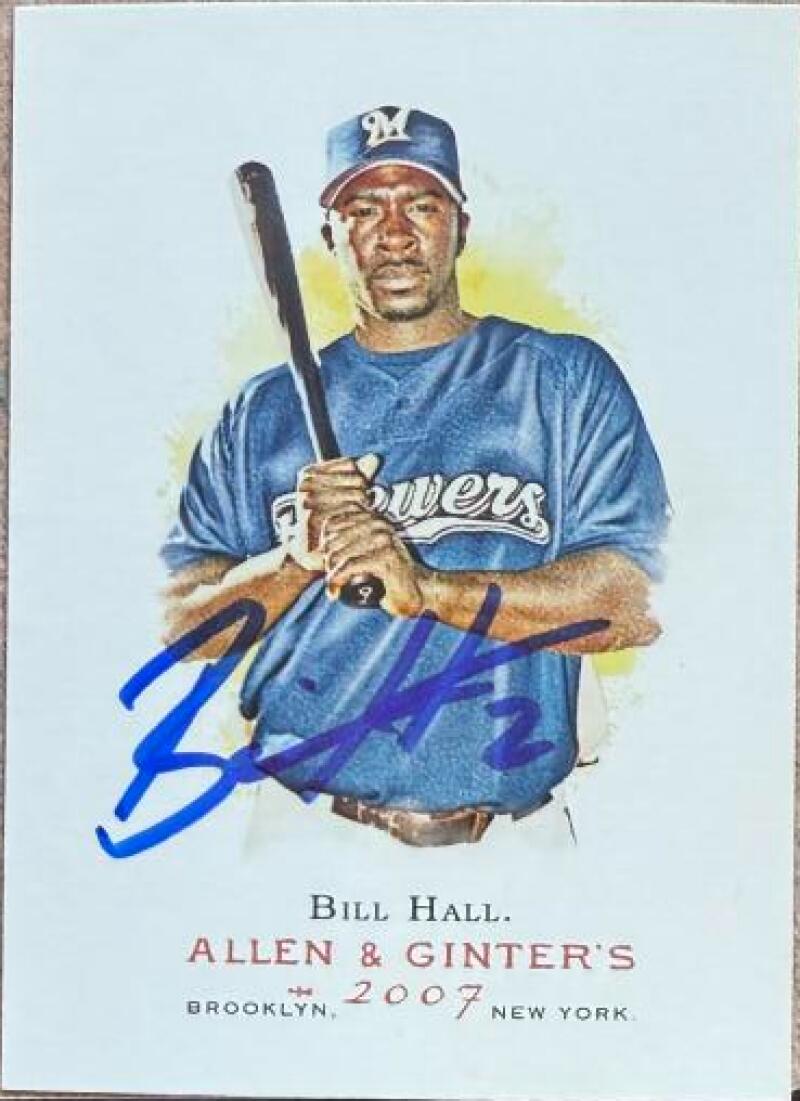 Bill Hall Signed 2007 Topps Allen & Ginter Baseball Card - Milwaukee Brewers #66