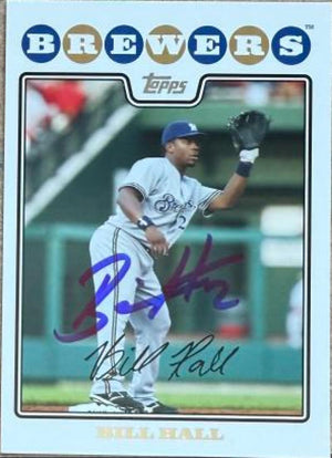 Bill Hall Signed 2008 Topps Baseball Card - Milwaukee Brewers 517 - PastPros