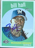 Bill Hall Signed 2008 Topps Heritage Baseball Card - Milwaukee Brewers #49