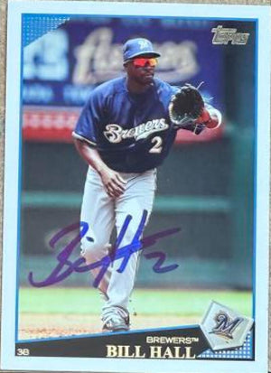Bill Hall Signed 2009 Topps Baseball Card - Milwaukee Brewers 472 - PastPros