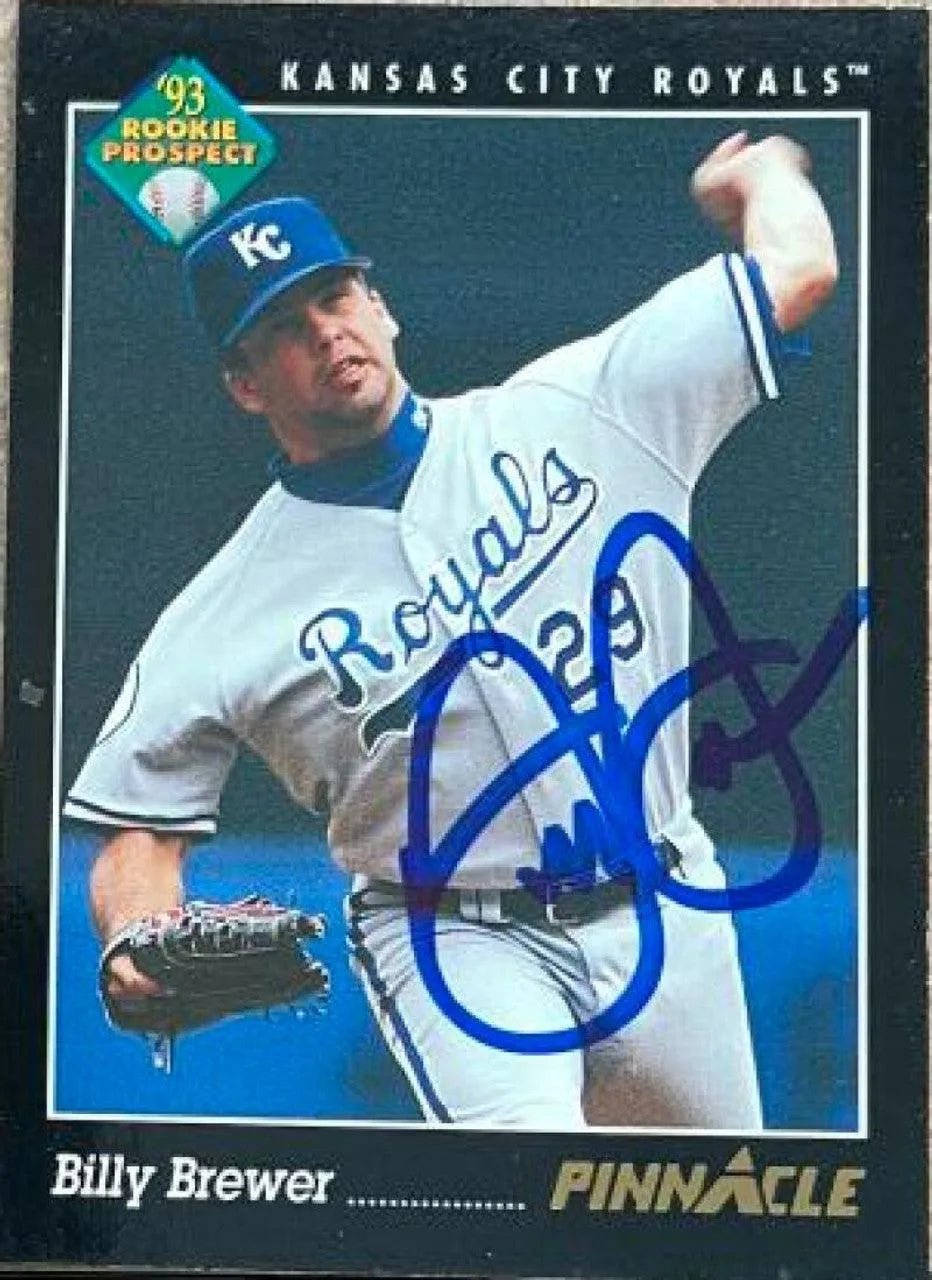 Billy Brewer Signed 1993 Pinnacle Baseball Card - Kansas City Royals