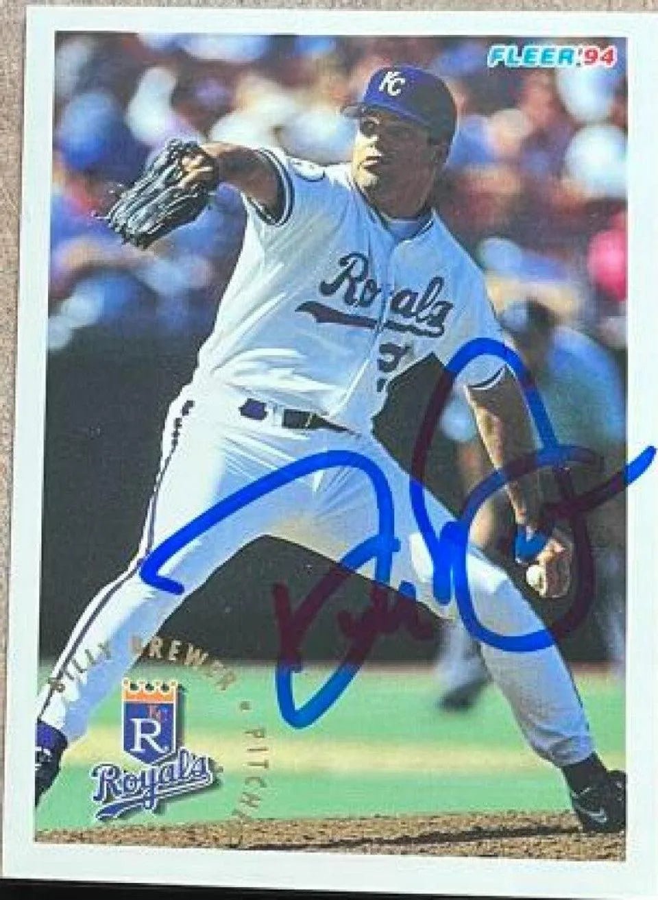 Billy Brewer Signed 1994 Fleer Baseball Card - Kansas City Royals
