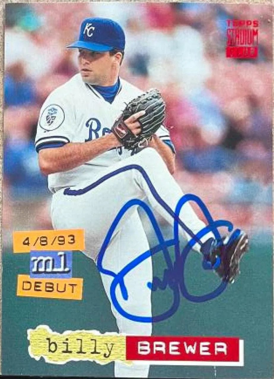 Billy Brewer Signed 1994 Stadium Club Baseball Card - Kansas City Royals
