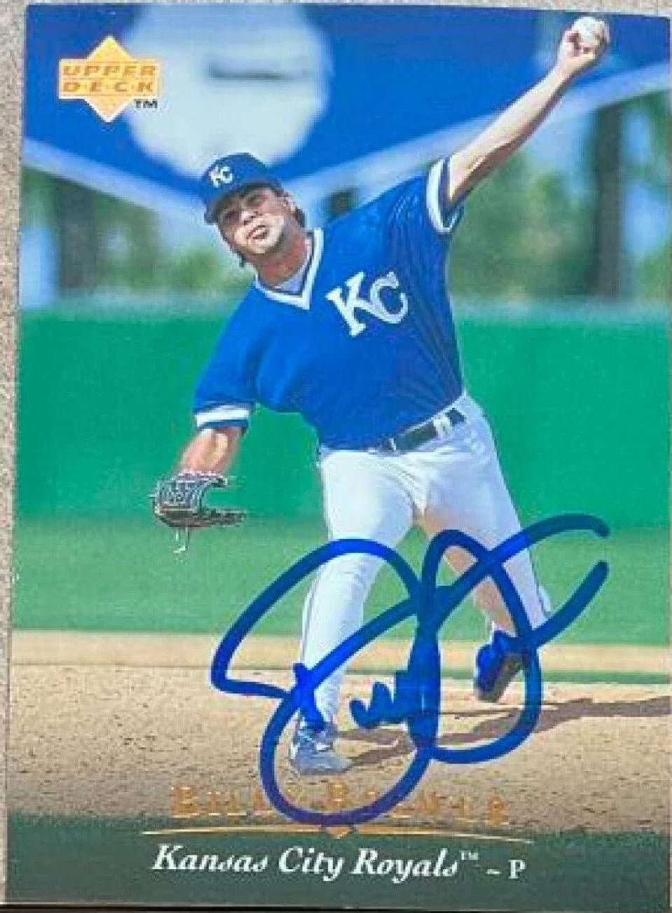 Billy Brewer Signed 1995 Upper Deck Baseball Card - Kansas City Royals