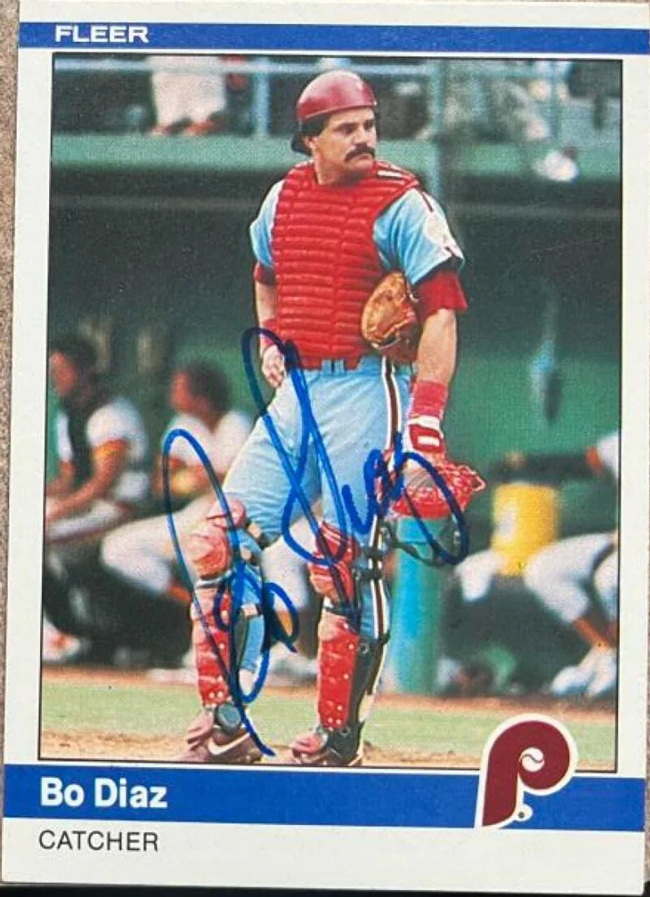 Bo Diaz Signed 1984 Fleer Baseball Card - Philadelphia Phillies