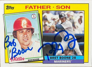 Bob & Bret Boone Dual Signed 2016 Topps Archives Father/Son Baseball Card - Philadelphia Phillies & Seattle Mariners - PastPros