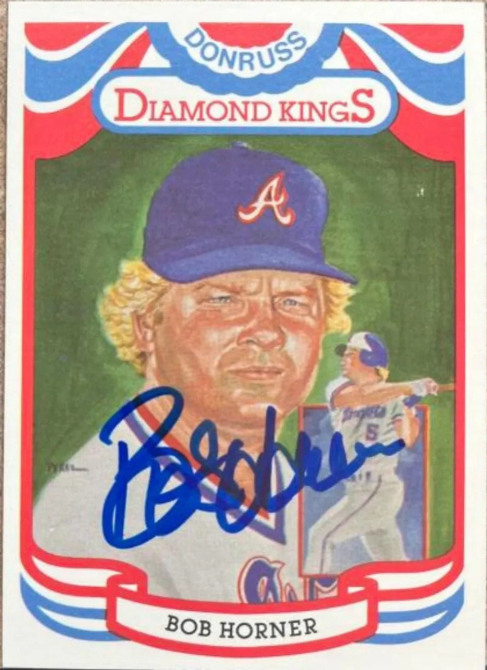 Bob Horner Signed 1984 Donruss Diamond Kings Baseball Card - Atlanta Braves