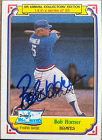 Bob Horner Signed 1984 Topps Drake's Big Hitters Baseball Card - Atlanta Braves