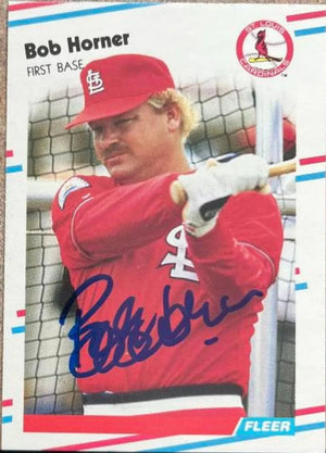 Bob Horner Signed 1988 Fleer Update Baseball Card - St Louis Cardinals