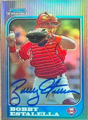 Bobby Estalella Signed 1997 Bowman Chrome Refractors Baseball Card - Philadelphia Phillies - PastPros