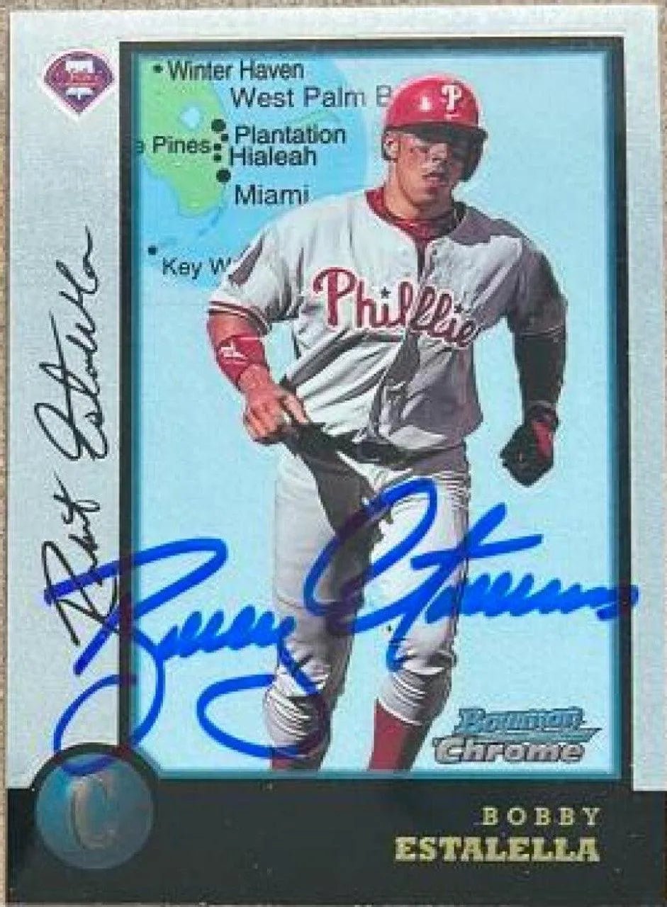 Bobby Estalella Signed 1998 Bowman Chrome International Baseball Card - Philadelphia Phillies
