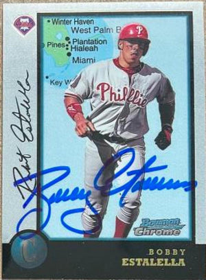 Bobby Estalella Signed 1998 Bowman Chrome International Baseball Card - Philadelphia Phillies - PastPros