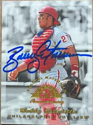Bobby Estalella Signed 1998 Leaf Fractal Materials Baseball Card - Philadelphia Phillies - PastPros