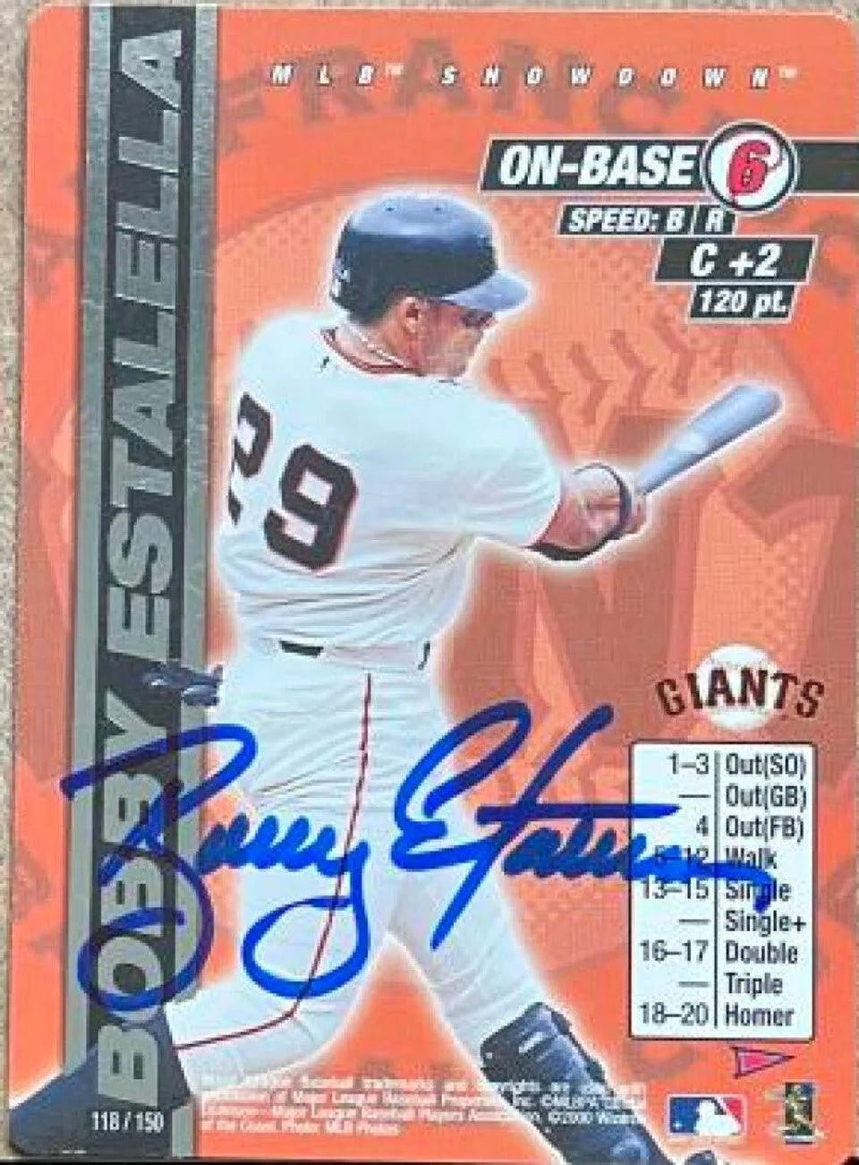 Bobby Estalella Signed 2000 MLB Showdown Pennant Run Baseball Card - San Francisco Giants